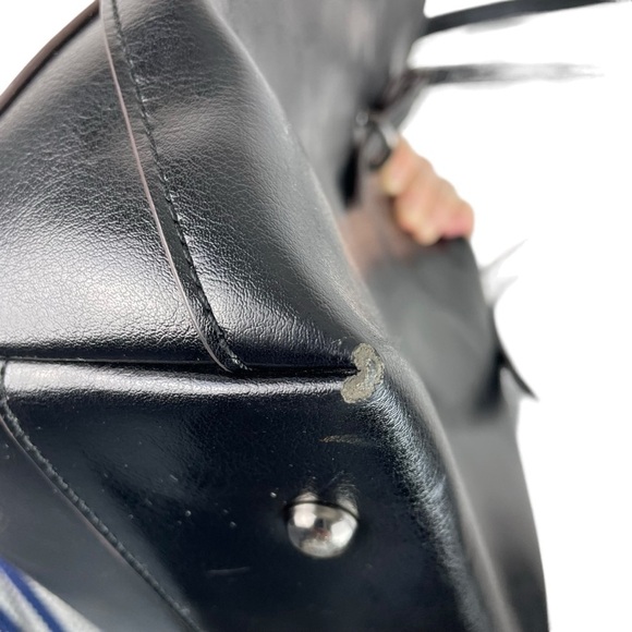 Kattee | Black Faux Leather Double Handle Tote Bag - Picture 8 of 10